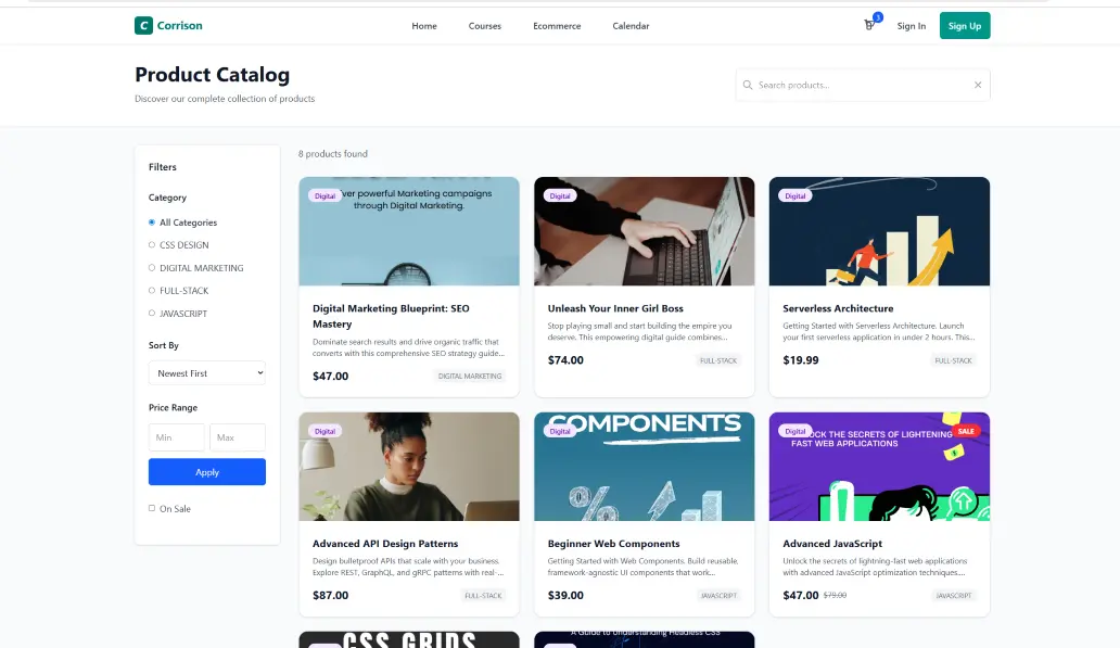 Products page