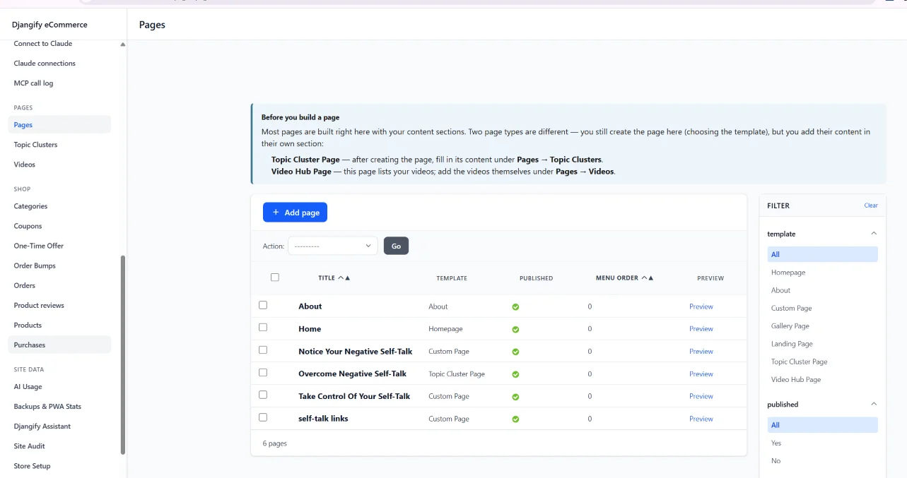 Djangify Pages Container