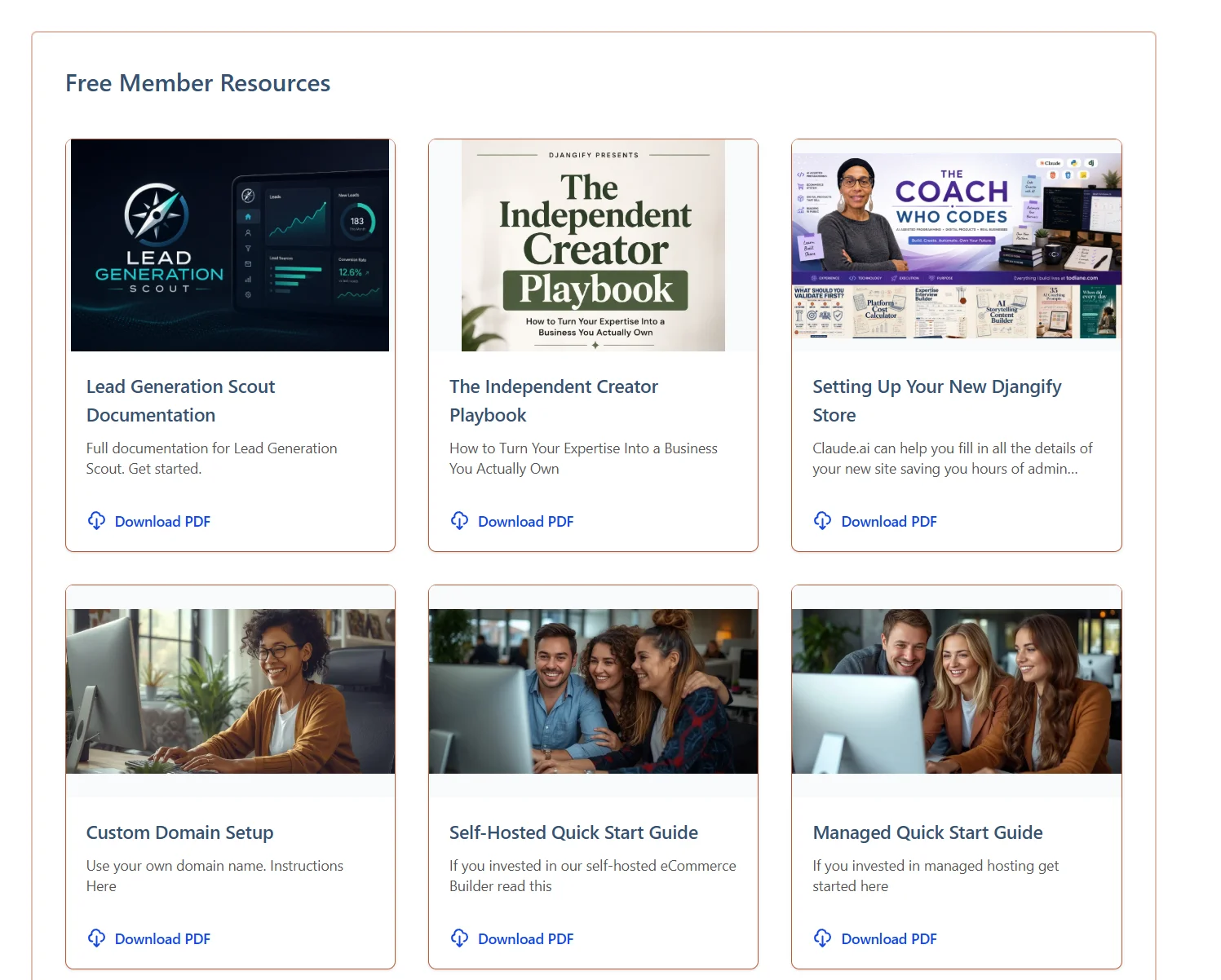 djangify dashboard members resources