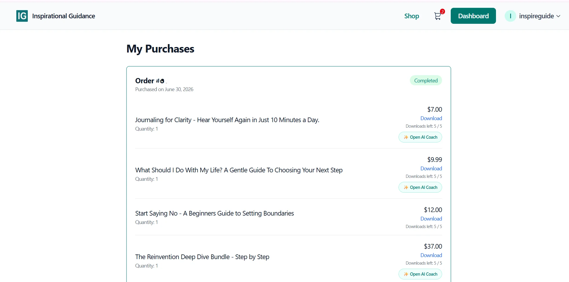Djangify my order area
